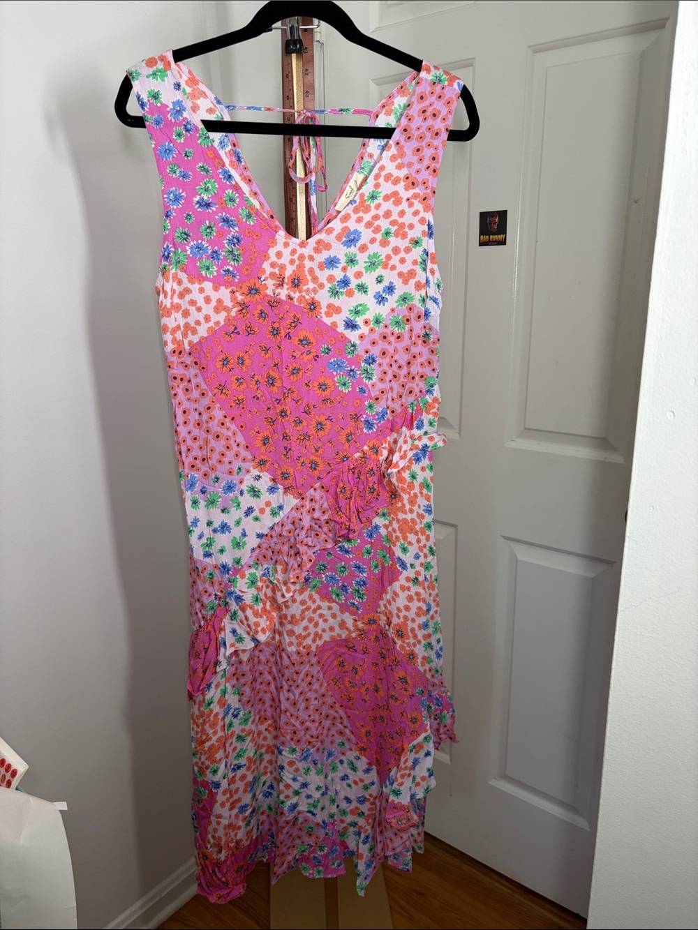 easel Pink Orange Multi-Print Midi Dress